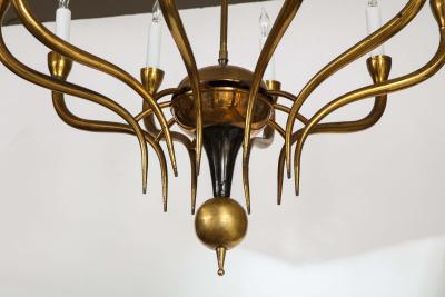 Italian Vintage Brass Chandelier Ten Lights Mid Century Modern 1950
