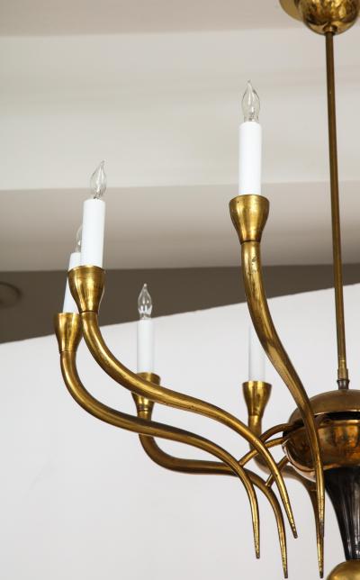 Italian Vintage Brass Chandelier Ten Lights Mid Century Modern 1950
