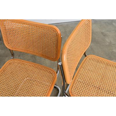 Italian Vintage Breuer Cesca Style Side Chairs with Cane Seats
