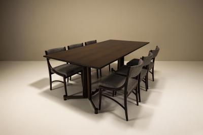 Italian Vintage Dining Table in Mahogany Rosewood and Brushed Brass Italy