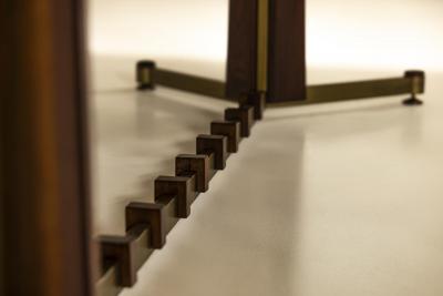 Italian Vintage Dining Table in Mahogany Rosewood and Brushed Brass Italy