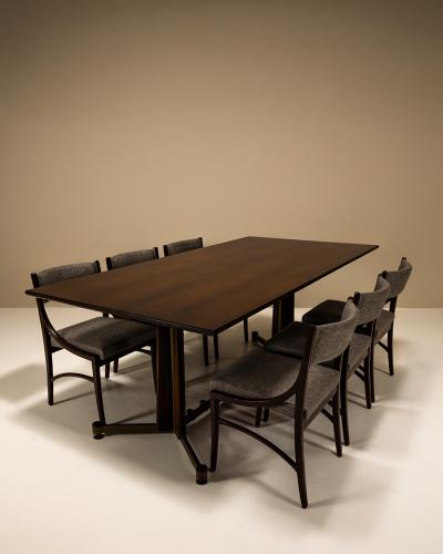 Italian Vintage Dining Table in Mahogany Rosewood and Brushed Brass Italy