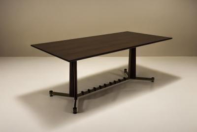 Italian Vintage Dining Table in Mahogany Rosewood and Brushed Brass Italy