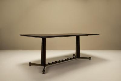 Italian Vintage Dining Table in Mahogany Rosewood and Brushed Brass Italy