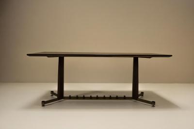 Italian Vintage Dining Table in Mahogany Rosewood and Brushed Brass Italy