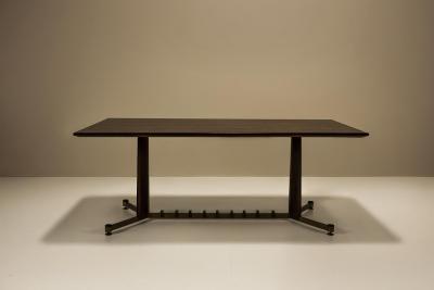 Italian Vintage Dining Table in Mahogany Rosewood and Brushed Brass Italy