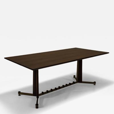 Italian Vintage Dining Table in Mahogany Rosewood and Brushed Brass Italy