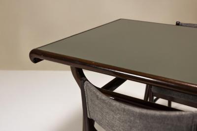 Italian Vintage Dining Table with Glass Top Italy 1950s