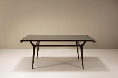 Italian Vintage Dining Table with Glass Top Italy 1950s