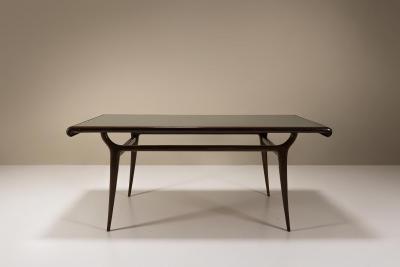 Italian Vintage Dining Table with Glass Top Italy 1950s