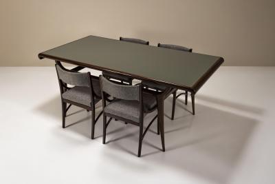 Italian Vintage Dining Table with Glass Top Italy 1950s