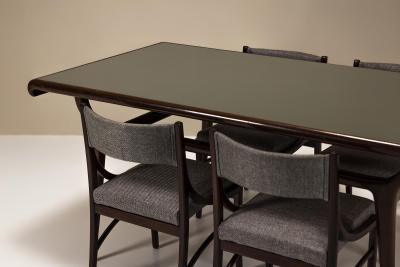 Italian Vintage Dining Table with Glass Top Italy 1950s
