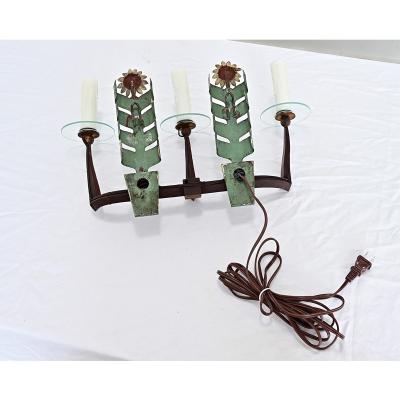 Italian Vintage Iron and T le Sunflower Sconce