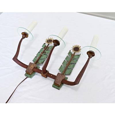 Italian Vintage Iron and T le Sunflower Sconce