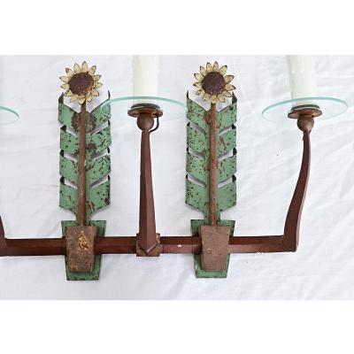 Italian Vintage Iron and T le Sunflower Sconce