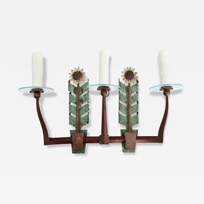 Italian Vintage Iron and T le Sunflower Sconce