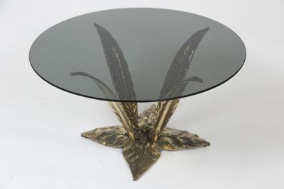Italian Vintage Low Brass Palm Leaf Table
