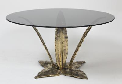 Italian Vintage Low Brass Palm Leaf Table