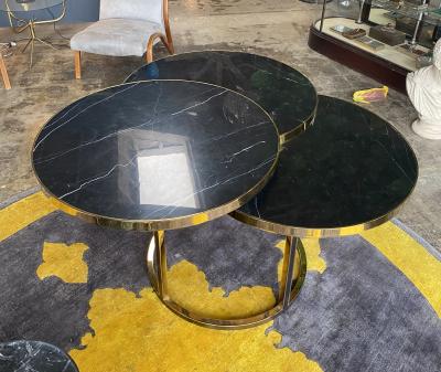 Italian Vintage Marble and Brass Side Coffee Table 1980s