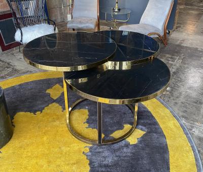 Italian Vintage Marble and Brass Side Coffee Table 1980s