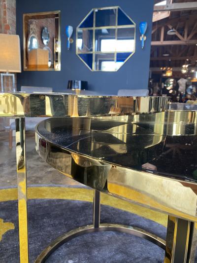 Italian Vintage Marble and Brass Side Coffee Table 1980s