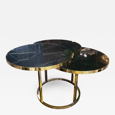 Italian Vintage Marble and Brass Side Coffee Table 1980s