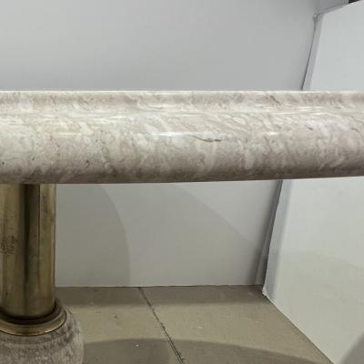 Italian Vintage Neoclassical Hollywood White Marble Center Table Brass Swan Base