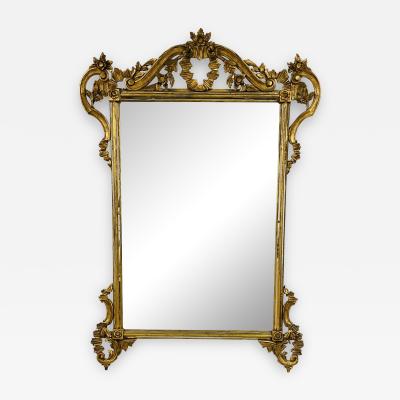 Italian Wall Console Mantle or Pier Mirror 1930s Gilt Gold Carved