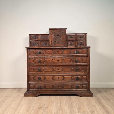 Italian Walnut Baroque Chest circa 1780