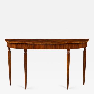 Italian Walnut Carved Console Table with Two Drawers Italy circa 1930