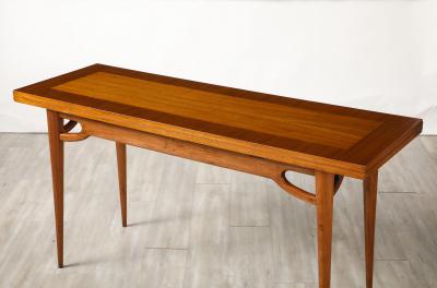 Italian Walnut Flip Top Console Table Italy circa 1950