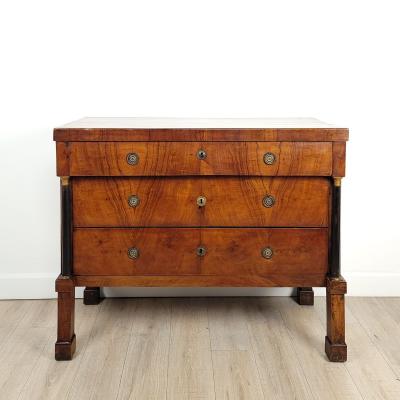 Italian Walnut Neoclassical Commode columns with tall legs 1810