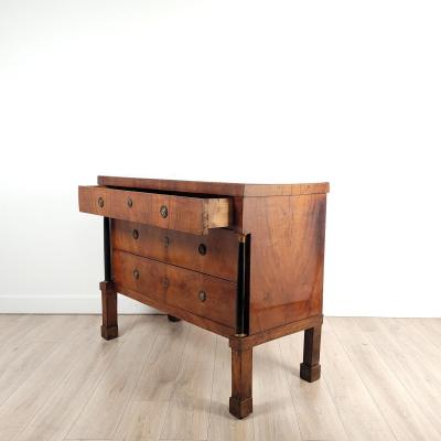 Italian Walnut Neoclassical Commode columns with tall legs 1810