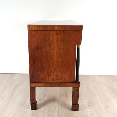 Italian Walnut Neoclassical Commode columns with tall legs 1810