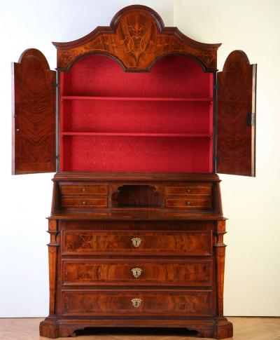 Italian Walnut Parquetry Bureau Cabinet