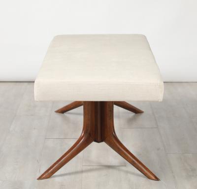 Italian Walnut Sculptural Bench circa 1950