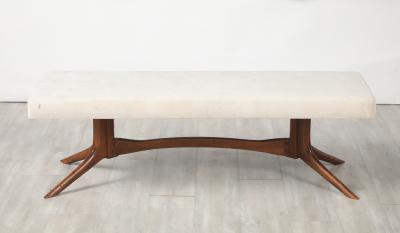 Italian Walnut Sculptural Bench circa 1950
