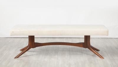 Italian Walnut Sculptural Bench circa 1950