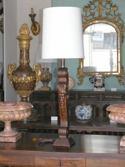 Italian Walnut Table Lamp