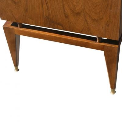 Italian Walnut and Brass Buffet Sideboard With Bar