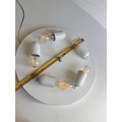 Italian White Graniglia Budino Murano Glass Flush Mount With Green Trimming