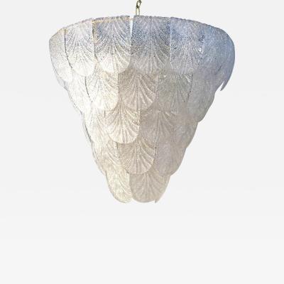 Italian White Graniglia Petals Murano Glass Chandelier