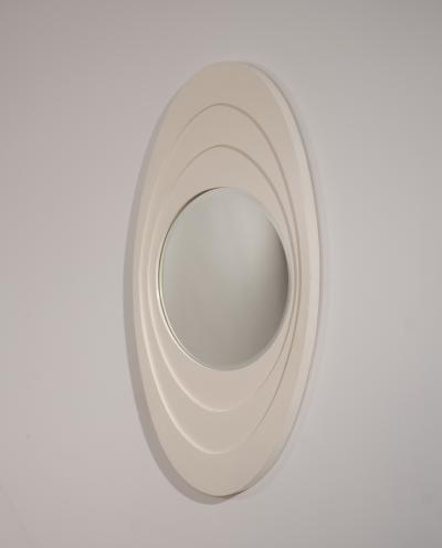 Italian White Lacquered Wooden Mirror circa 1960 
