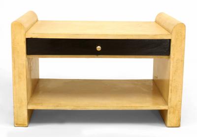 Italian White Parchment Veneer Low End Table