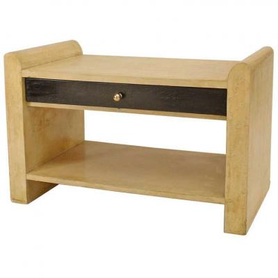 Italian White Parchment Veneer Low End Table