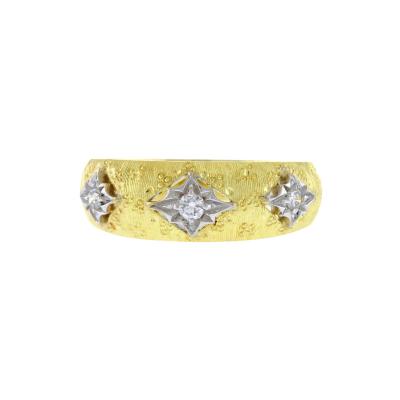 Italian White and Yellow Gold Diamond Textured Ring