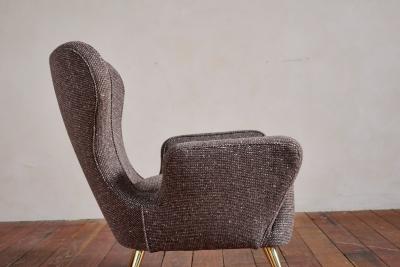 Italian Wingback Chairs with Footstools