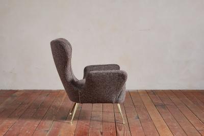 Italian Wingback Chairs with Footstools