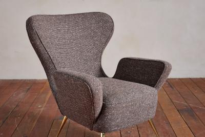Italian Wingback Chairs with Footstools