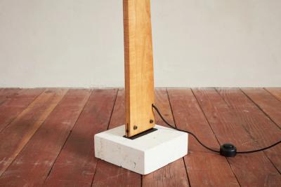 Italian Wood Floor Lamp with Travertine Base